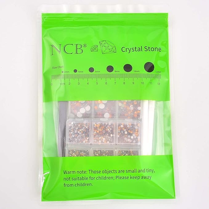 NCB 8000pcs Non Hotfix Rhinestones 10 Sizes Flatback Crystal Glass Rhinestones with Tweezers and Picking Pen for Nail Art Clothes Bags Phone Decorations Crafts DIY (012 Topaz Mix SS3-SS30)