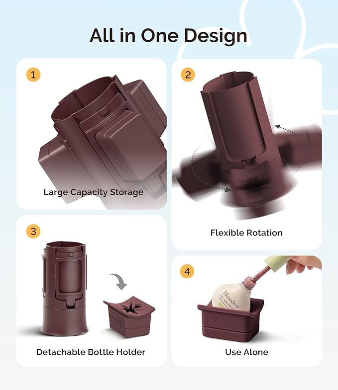 MelodySusie GelCarousel for Nail Polish Bottle Holder and Nail Art Tools Organizer, 360° Rotating Storage Container with 3Pcs Detachable Silcone Gel Polish Holder, Brown(Only Box)