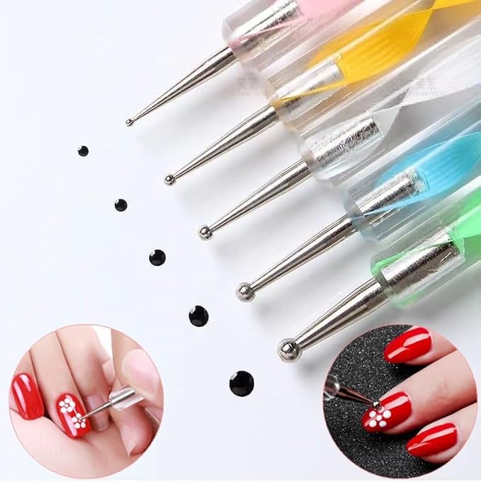 5PCS Dotting Pens and 3PCS Nail Painting Brushes, Double Ended Nail Brushes and Dotting Tool Kit, Nail Art Design Tools
