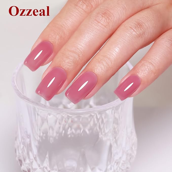 Jelly Gel Polish, Rose Pink Jelly Nail Gel Polish Translucent Spring Summer Sheer Soak off UV LED for Nail Art DIY Manicure 0.5 Fl Oz