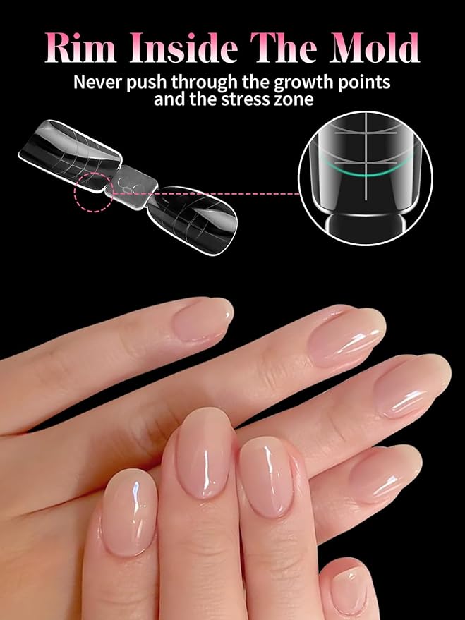 EBANKU 120pcs Dual Nail Forms for Poly Extension Gel, 2 In 1 Reusable Nail Molds, 12 Sizes, Almond & Square, Clear, Glossy Finish