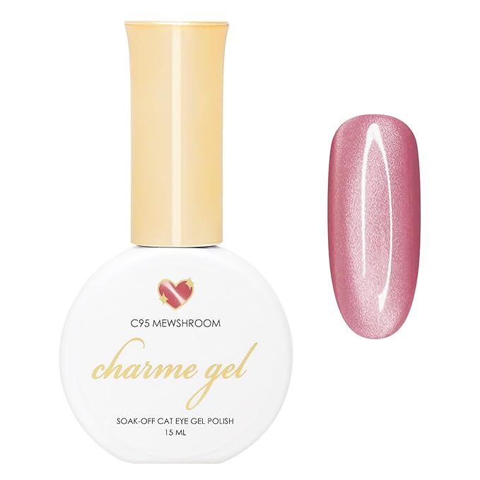 Daily Charme C95 Mewshroom Silk Cat Eye Magnetic Charme Gel Nail Polish 15 ml w/, Soak Off UV Led Gel Nail Polish, Home DIY/Nail Salon Manicure (Mauve Red)
