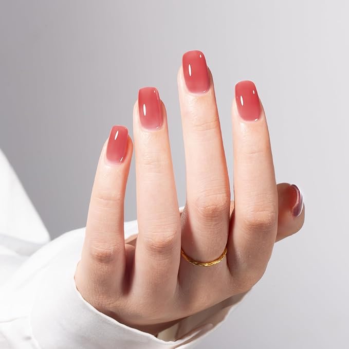 MAYCHAO Jelly Gel Nail Polish -15ML Blush Pink Jelly Gel Polish Soak Off UV LED Nude Pink Nail Polish for DIY Manicure Home Salon Nail Art, 0.5 OZ