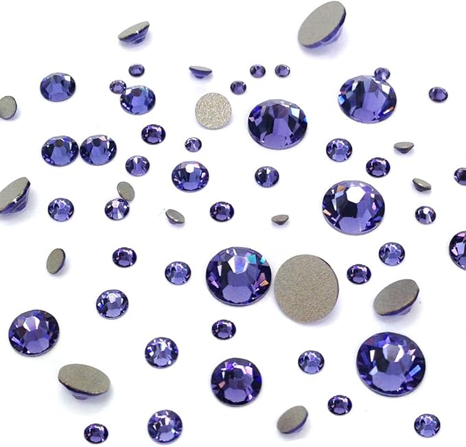Tanzanite (539) Purple Violet 144 pcs Swarovski 2058/2088 Crystal Flatbacks Purple Rhinestones Nail Art Mixed with Sizes ss5, ss7, ss9, ss12, ss16, ss20, ss30