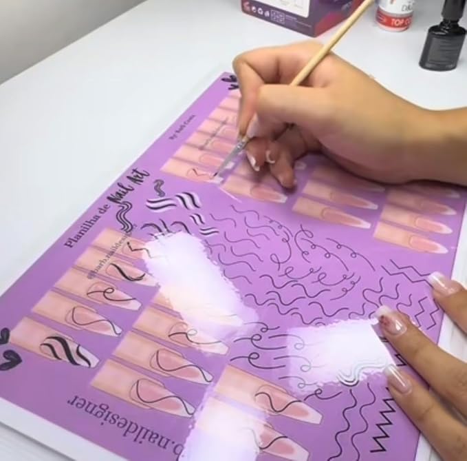 Nail Art Practice Sheet reusable Nail Art training mat Acrylic Nail sculpting Art stencil Guide French Tip Nail art worksheet 3D Nail design training sheet, Practice how to do acrylic Nail art (9)