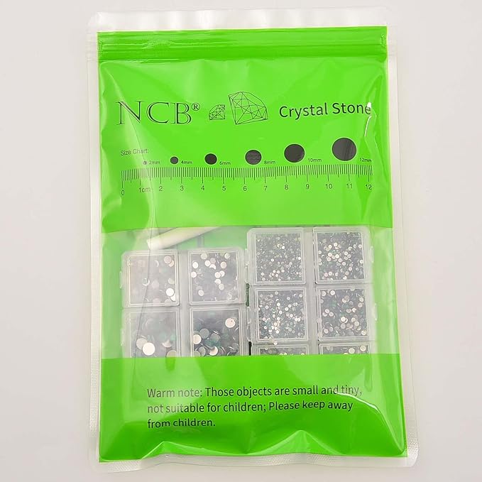 NCB 8000pcs Non Hotfix Rhinestones 10 Sizes Flatback Crystal Glass Rhinestones with Tweezers and Picking Pen for Nail Art Clothes Bags Phone Decorations Crafts DIY (010 Emerald Mix SS3-SS30)