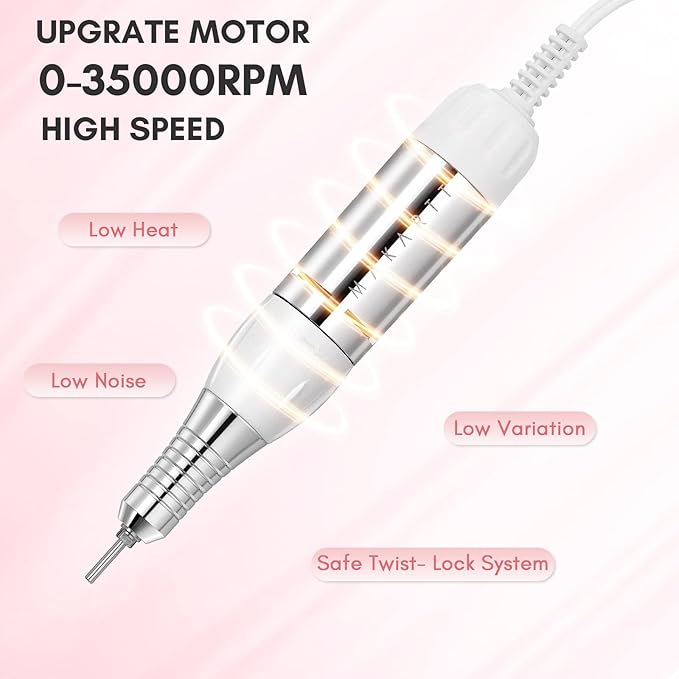 Makartt Nail Drill Bits Holder Dustproof Stand Displayer Organizer Container Bundle With Genesie Nail Drill Professional 35000RPM Electric Nail File Machine
