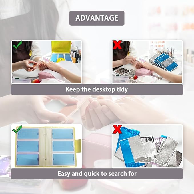Finger Angel 60 Slots Nail Plates Holder Case Stamping Templates Organizer Retangel Nail Printing Molds Collection Manicure Tool Accessorie-6x12Cm Template Case Golden Color