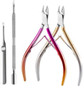 Cuticle Nipper, Polished Coated Durable Trimmer with Pusher, Nail Clipper with Fine Edge, Comfort Grip Cuticle Cutter and Remover Tool Kit for Nail Care (Yellow+ Rose+ Pusher)