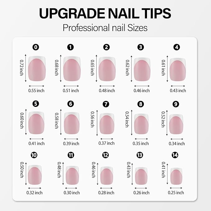 Vansiho French Gel Nail Tips 600Pcs, Short Square Soft Gel Nail Tips, Pink French Tips Press on Nails, Fake Nails with Box for Nail Art DIY 15 Sizes