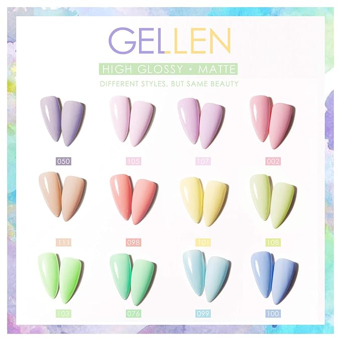 GELLEN Gel Nail Polish Kit with Nail Light 72W Nail Dryer, 12 Gel Nail Polish Colors, No Wipe Top Base Coat, Nail Art Decorations, Manicure Tools, All-In-One Manicure Kit, Macaron Candy