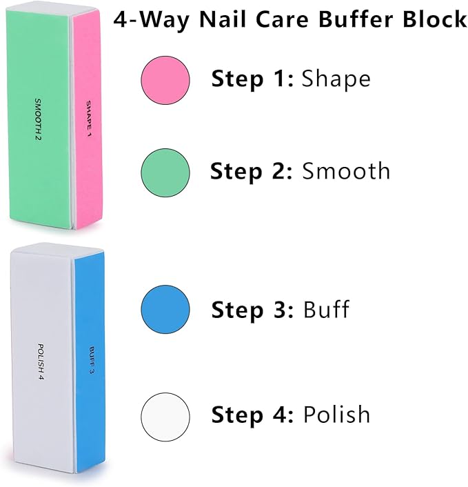 24 Pcs Nail File and Buffer Set, 4pcs 4 Way Nail Shine Buffers Blocks & 20pcs 100/180 Grit Nail Files Emery Boards Professional Manicure Pedicure Tool