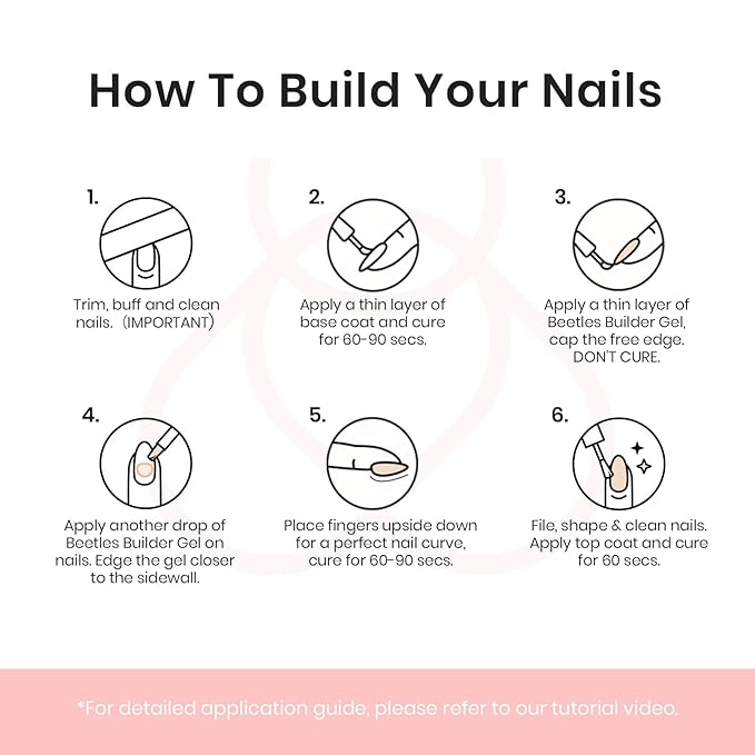 Beetles Builder Gel for Nails,0.5 oz 8 in 1 Nail Thickening Strengthening Building Apex for Beginner DIY Salon at Home,Nude Builder Nail Gel,UV & LED Lamp Cured Needed