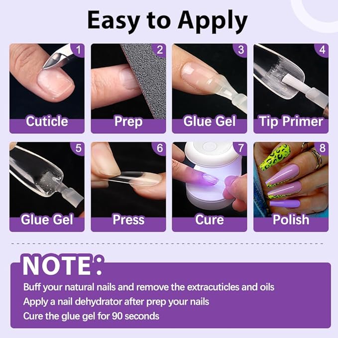 BTArtbox 500pcs Almond Nail Tips - Full Cover with Case for Nail Salons and DIY Nail Art, 10 Sizes