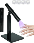 Mini UV Light for Nails，Handheld LED Flash Cure Lamp for Gel X Polish, Portable Uv Pen Light for Single Finger,Nail Curing Lamp with Stand for Starter Salon DIY or Home Manicure (Black, Mini)
