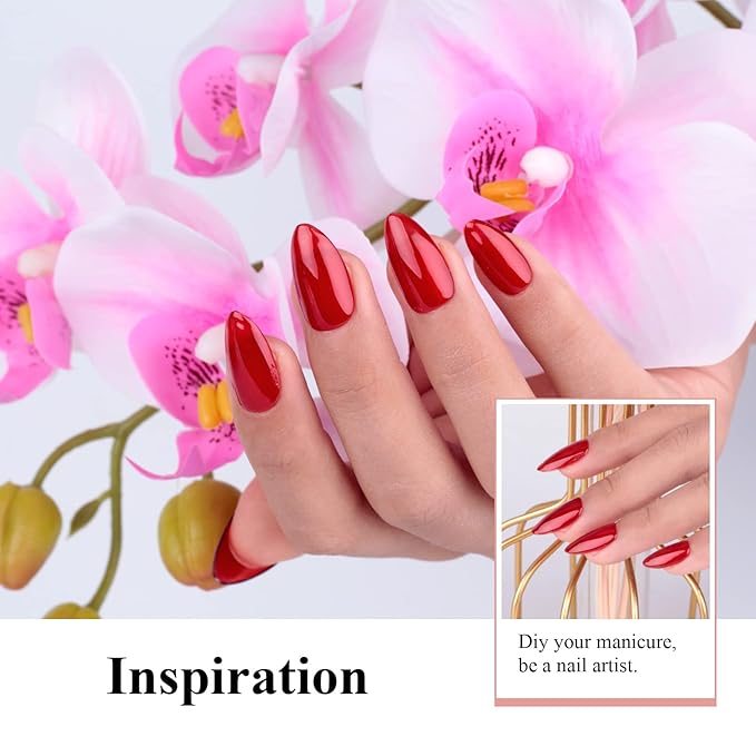 Imtiti Jelly Gel Polish, 1 Pcs 0.5 Fl Oz Red Jelly Gel Polish Soak Off LED U V Nail Polish Sheer Translucent DIY Nail Art Starter Manicure Salon Kit