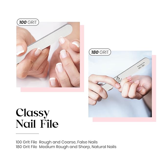 Beetles 10 PCS Professional Nail File Set, Double Sided Emery Board 100/180 Grit Nail Files Manicure Tools Kit for Home and Salon Use Acrylic False Nails