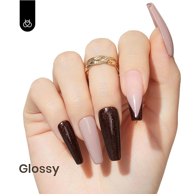 Beetles Brown Glitter Gel Nail Polish, 15ml Chocolate Brown Jazz Club Soak Off Gel Polish Nail Art Manicure Salon DIY Gift for Women