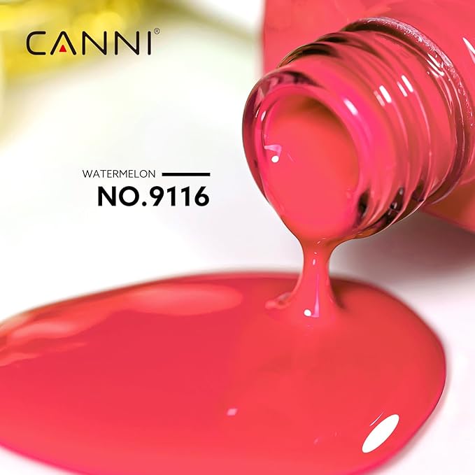 CANNI Bright Red Gel Nail Polish, 1Pcs Red Gel Polish Color Nail Polish High Gloss Soak Off U V Nail Manicure Salon DIY