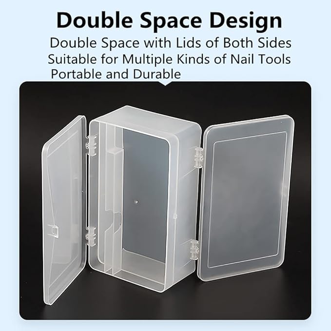 Plastic Nail Art Tools Organizer Nail Brushes Container Case Manicure Tools Holder Double Layers Large Capacity Nail Tools Storage Box (transparent)