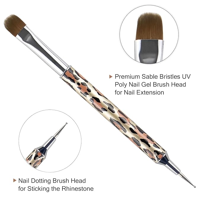 VONYA Kolinsky Acrylic French Tip Gel Nail Art Brush with Dotting Tool,For Professional Manicure Cuticle Clean up Nail Art Design. (Size12)
