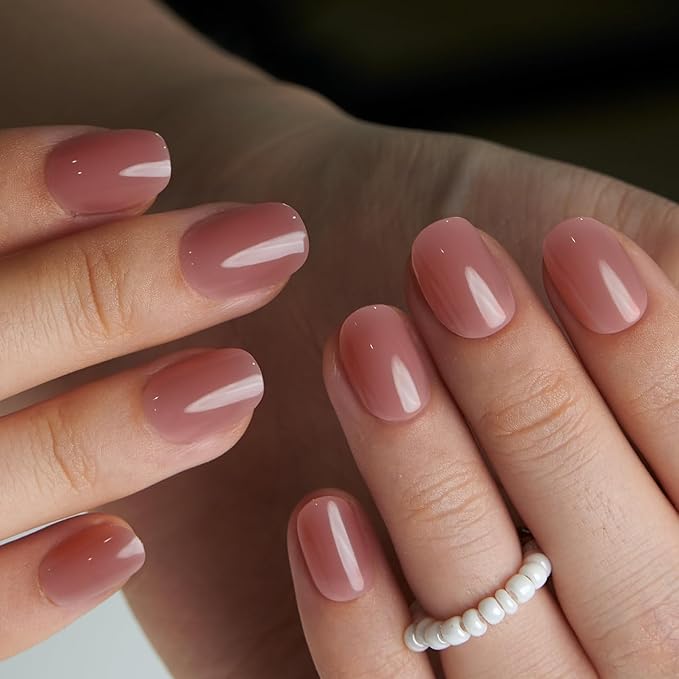 Curvlife Soft Gel Extra Short Press on Nails, 30Pcs Honey Peach Pink Oval Acrylic Fake Nails with Design Full Cover for Women Reusable Nail Kit with Nail Glue Adhesive Tabs