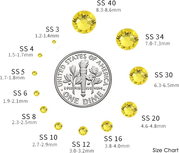 2880 Pieces SS16 Citrine Hotfix Rhinestones Flatback Round Crystal Glass Rhinestones Gems for Crafts Nail Face Art Clothes Shoes Bags DIY