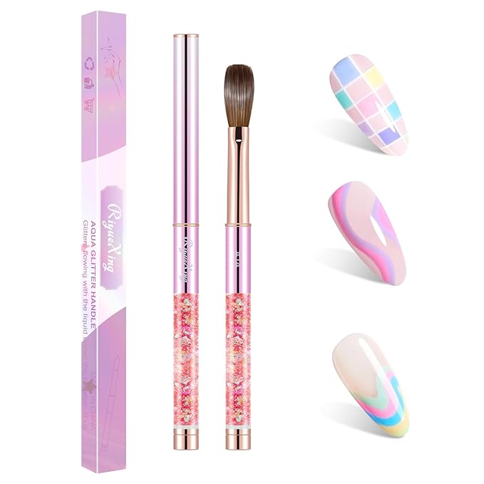Kolinsky Professional Acrylic Nail Brush Size 14 - 100% Kolinsky for Application, Powder, Art, DIY Home Salon Manicure (Pink)