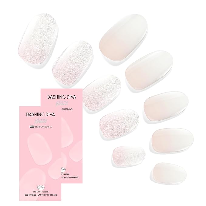 Dashing Diva Glaze Nail Strip Duo - Cloud Nine Collection - Luxe Expensive & In The Buff - Long Lasting, Chip Resistant, Semi-Cured Gel Nail Strips - Contains 2 Colors