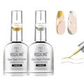 ROSALIND Metallic Nail Art Liner Gel Polish Set, 2pcs 11ml Silver Gold Gel Liner Nail Art Chrome 3D High-Gloss Effect for Nail Paint Design with Thin Brush DIY French Tips