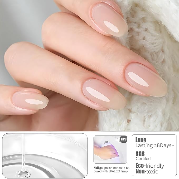 Vishine Builder Gel For Nails, 8-in-1 Jelly Nude Skin Color Nail Builder Strengthener Gel Builder For Nails Hard Gel Jelly Builder Extension Nail Base Gel In A Bottle E057