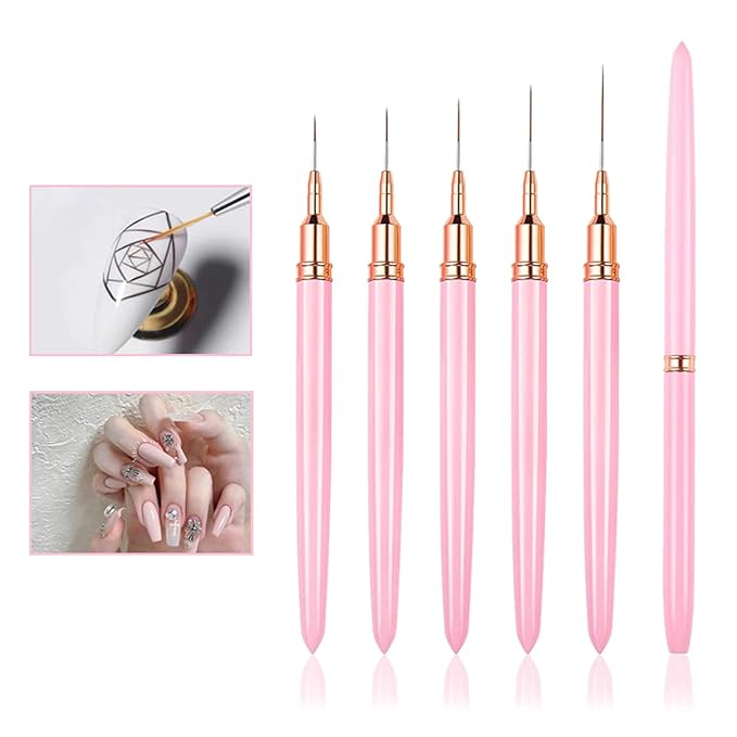 Professional Nail Art Brushes Nail Line Brush UVGel Painting Pen Carved Nail Art Liner 3D Rhinestones Brush For Manicure Nail Decorations For Nail Art Liner Brush Set Diy Drawing Lines Rhinestones Tip