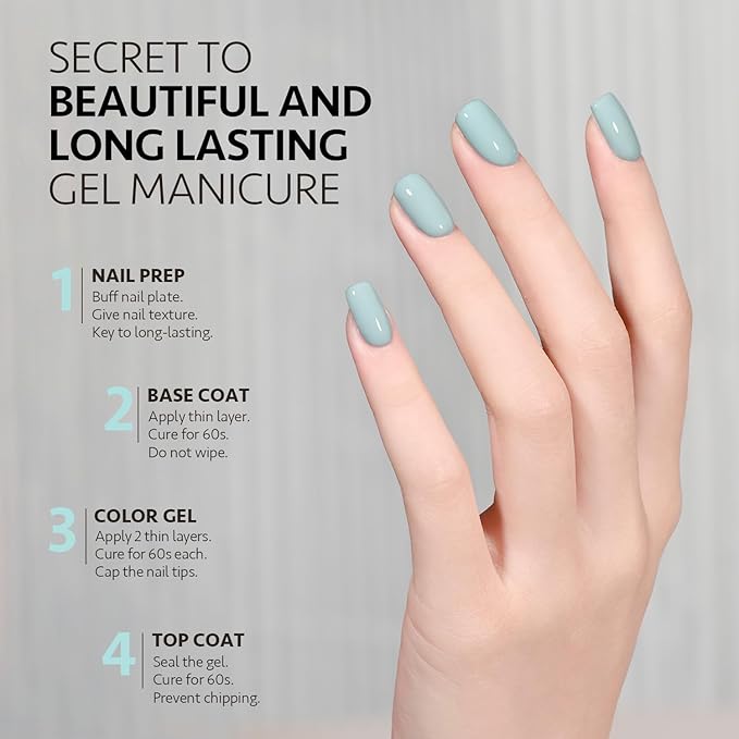 GAOY Blue Gel Nail Polish, 16ml Soak Off Gel Polish, UV Light Cure for Nail Art DIY Manicure at Home, 2001 Cadet Blue