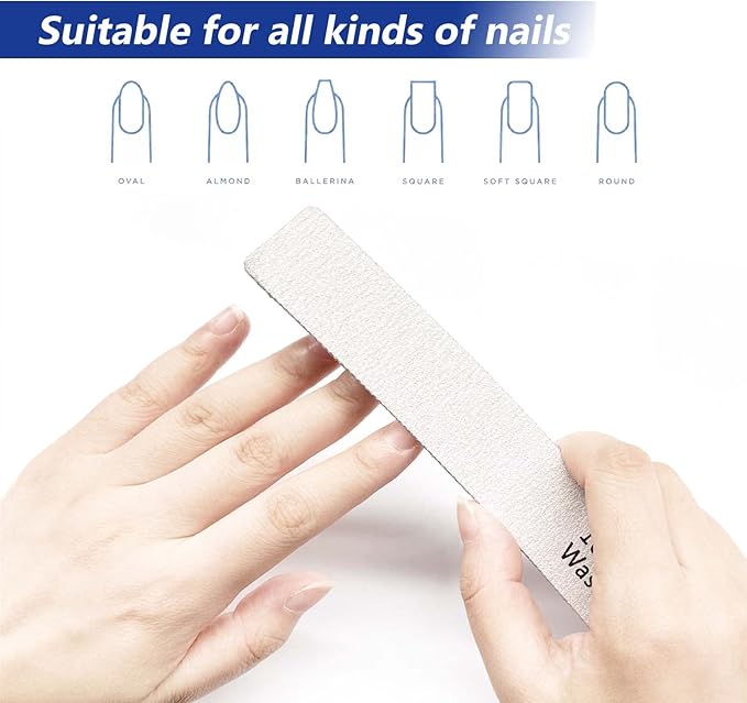Nail File, 24 Pack Professional Reusable Washable Nail Files, 100/180 Grit Double Sides Professional Manicure Tools Kit, Nail Styling Tools for Home Salon