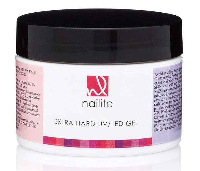 Extra Hard UV LED - Builder Gel for Nails Extension, Self-Leveling Gel and Medium Viscosity - Strengthener (Natural 1.3 Oz.)