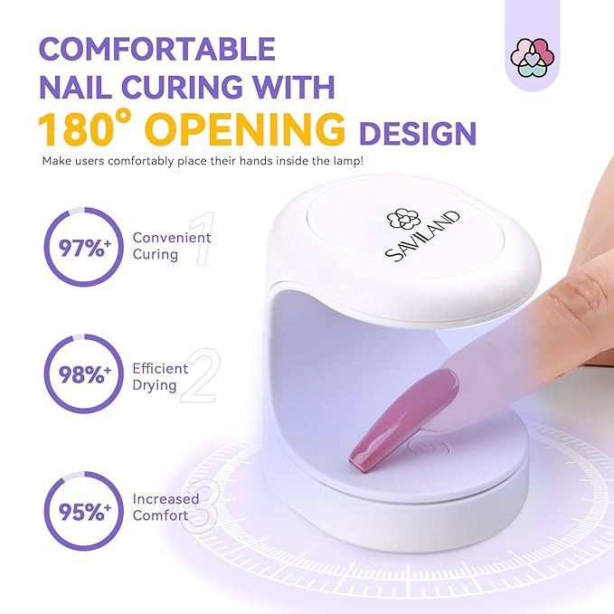 SAVILAND Gel Nail Glue with Lamp: U V Nail Glue Gel DUO for Nails Tips 15 ML and U V Light for Nails Fast Curing Gel Extension DIY Manicure Art Home Salon Gift