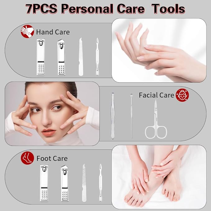 Manicure Kit, Nail Clipper Set, Manicure Set, Nail Clippers for Men Women,Manicure and Pedicure Kit, Travel Nail Clippers Kit, Personal Care Set, Grooming Kit Gifts for Men Family Parents (Sliver)