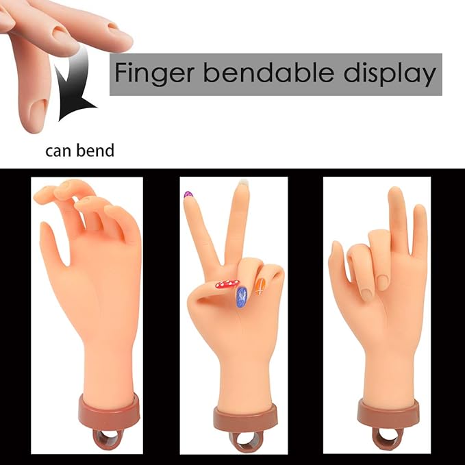 FU SHEN Practice Hand for Acrylic Nails,Mannequin Hands for Nails Practice,Nail Art Hand Nail Training Hand Nail Fake Hand Nail Hand Practice Acrylic Nail Hand 1Pcs Nude Hand