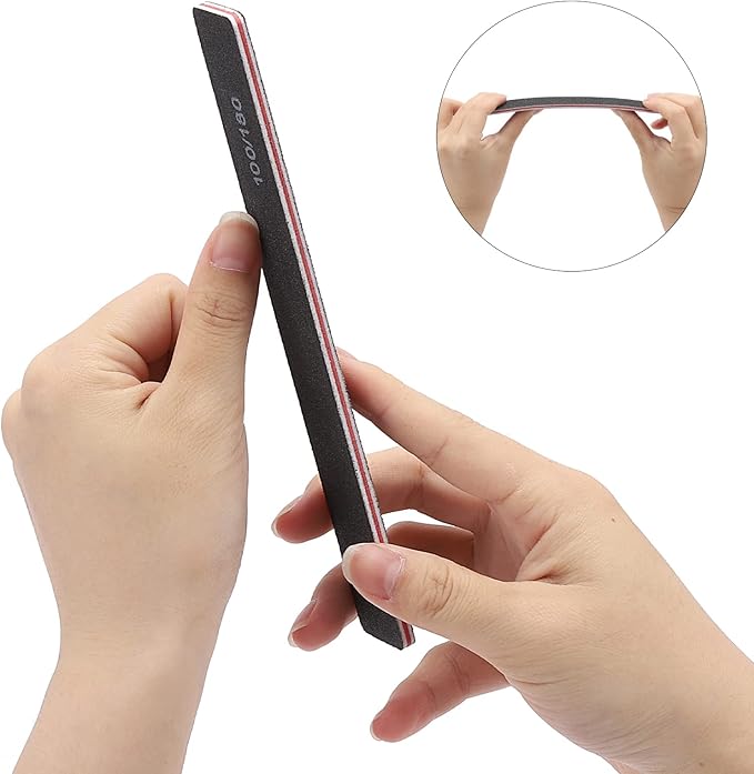 100 Pcs Black Nail Files 100/180 Grit Professional Double Sided Emery Boards Coarse and Medium Grit Rectangle Buffering File for Acrylic Nails