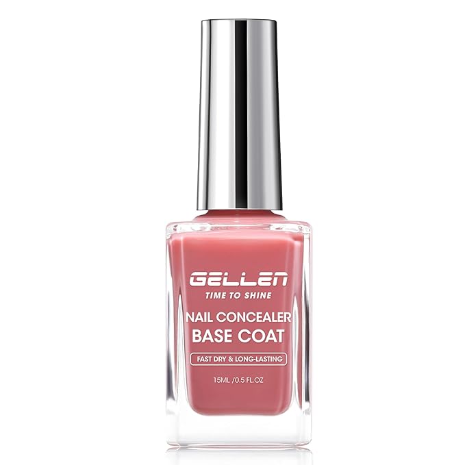 GELLEN Illuminating Nail Concealer Base Coat Nail Polish, Dusty Rose Calcium-Formula Regular Nail Polish Strengthens Nails, Quick Air Dry, Long Lasting, HEMA Free, TPO Free, Non-toxic