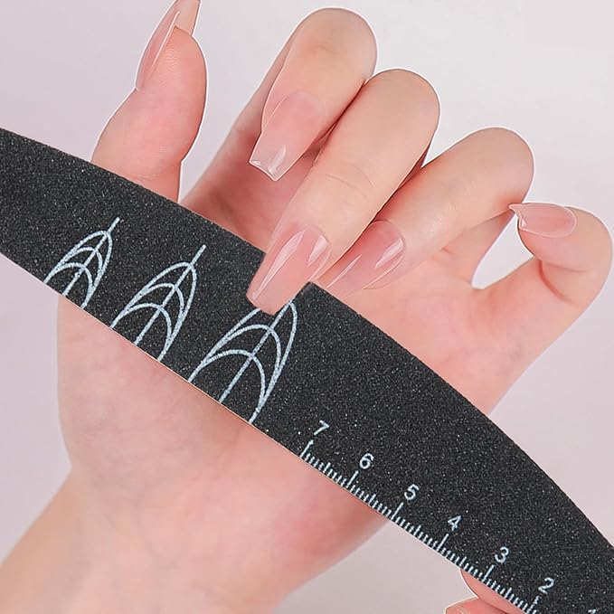 9 Pieces 120/120, 120/180, and 180/180 Grit Both Sides Nail Files with Reference Graphic for Nail Shape（Square, Almond, Oval）, Nail Files for Natural Nails