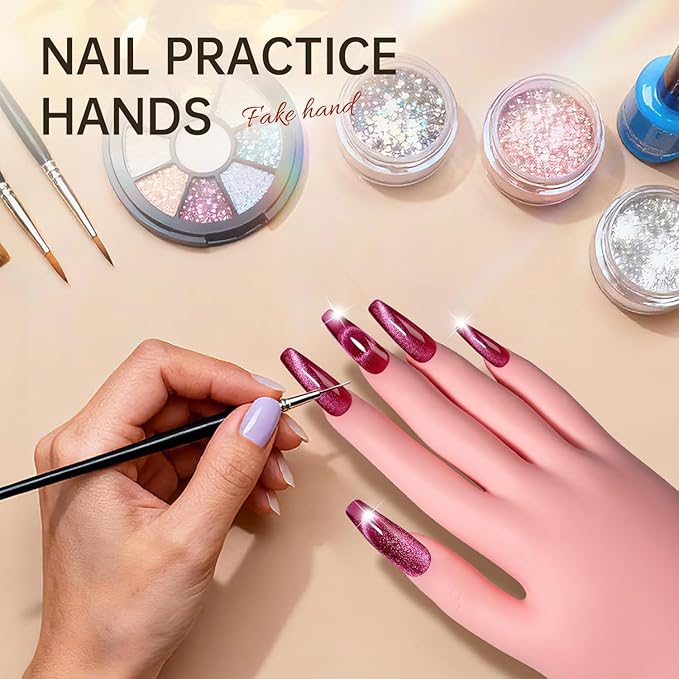 AORAEM Nail Trainning Hand Flexible Soft Practice Plastic Mannequin Hand Nails Tips Art Trainer Manicure Practice Hand Tool