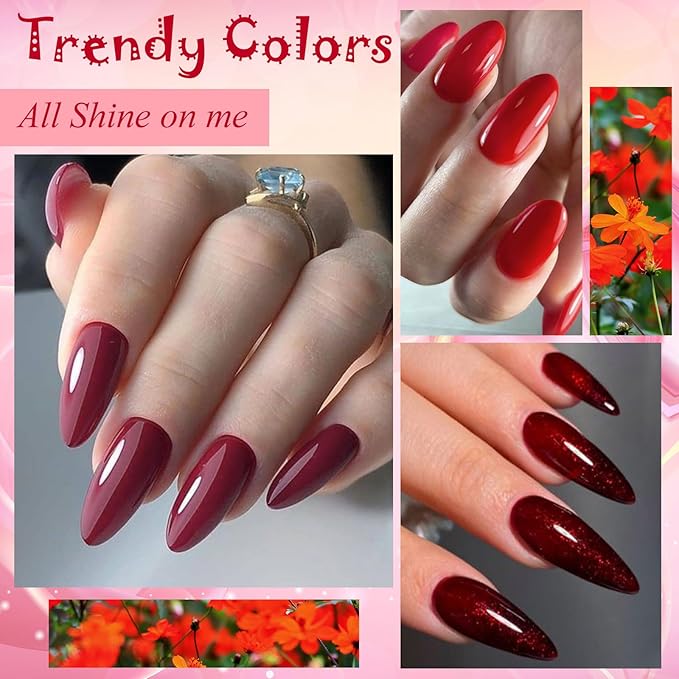 MEET ACROSS 9 Colors Gel Nail Polish + 3PCS Function Gel Nail Polish Kit,Fashion Nail Art Set Design Gifts for Women Manicure Salon (SET6, 12pcs)