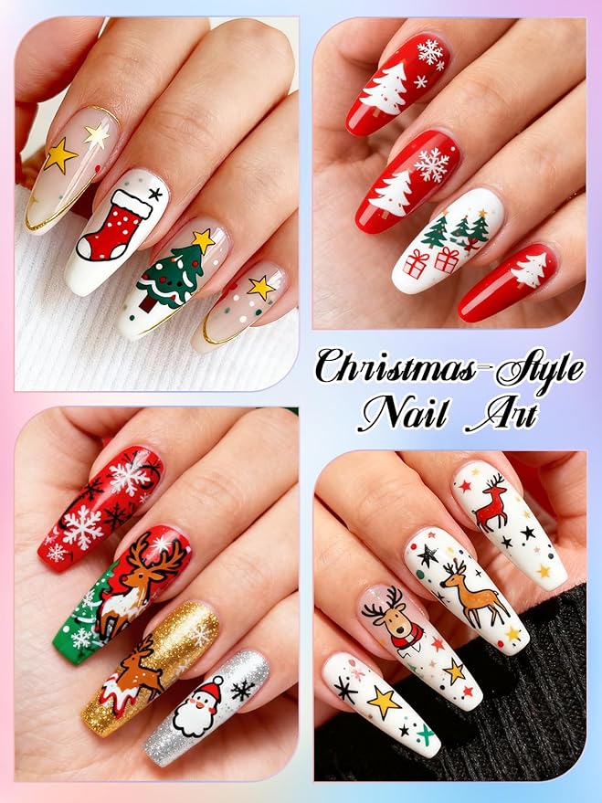 EBANKU 48 Colors Nail Art Pens Set, 3D Christmas Nail Art Makers Pens Quick-Drying Nail Art Polish Acrylic Paint Nail Point Graffiti Dotting Liner Pen No Squeeze Needed