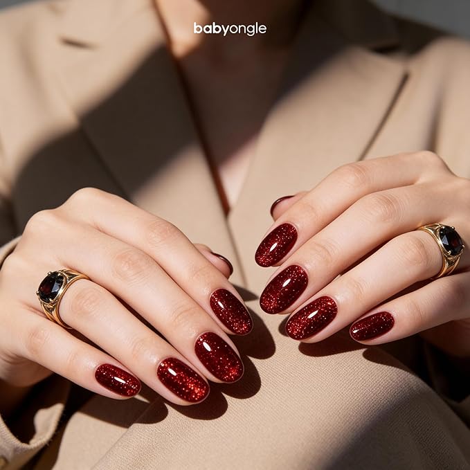 Shimmer Red Nail Polish, 14 ML Quick Dry Nail Polish for Nail Art DIY Manicure at Home, Chip Resistant Nail Lacquer for Nail Art Varnish, Long Lasting, BOG125