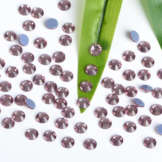 Bymitel Hotfix Crystal Rhinestones Round Gems Iron on DIY Jewelry Making Flat Back for Crafts,Lt. Amethyst, 1.3mm(SS3/2880pcs)