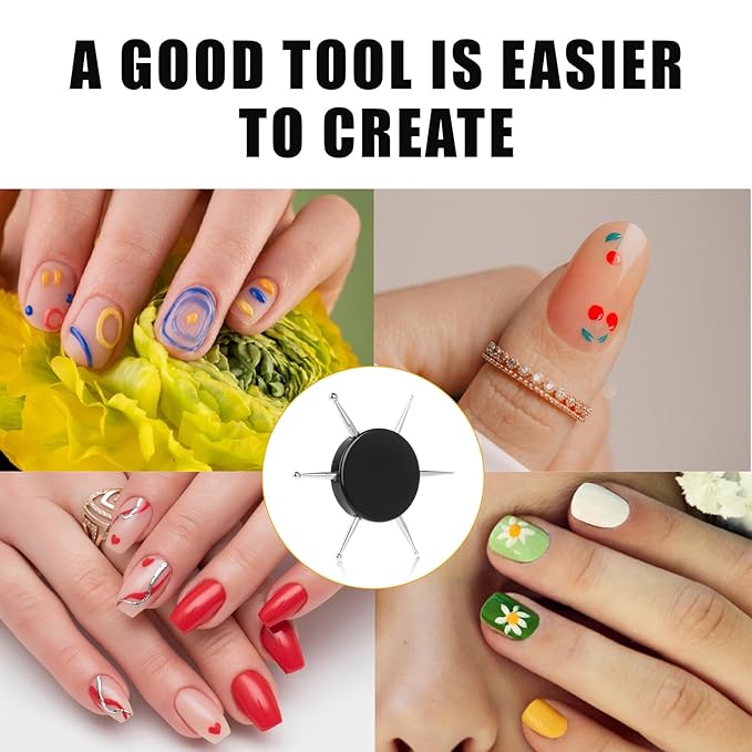 2Pcs Circular Dotting Tools, 6 In 1 Nail Dotting Pen, Disc Nail Dotting Tool, Stainless Steel Nail Dot Painting Tool for Embossing Tracing Manicure, Professional Nail Salon or Home Use
