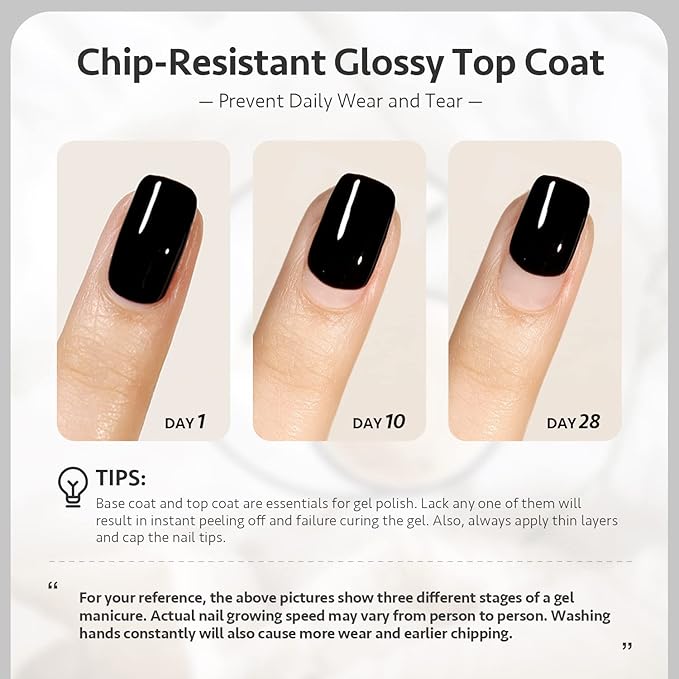 GAOY Top Coat for Gel Nail Polish, 16ml No Wipe Clear Finish, High Gloss Varnish for Long Lasting UV Nail Art DIY
