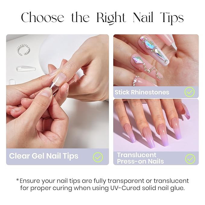 Tipex UV Gel Nail Glue – 30g Strong Hold Adhesive for Soft Gel & Acrylic Nail Tips, Long-Lasting 28+ Days, Large Volume Tube, Also for Rhinestone Nail Art