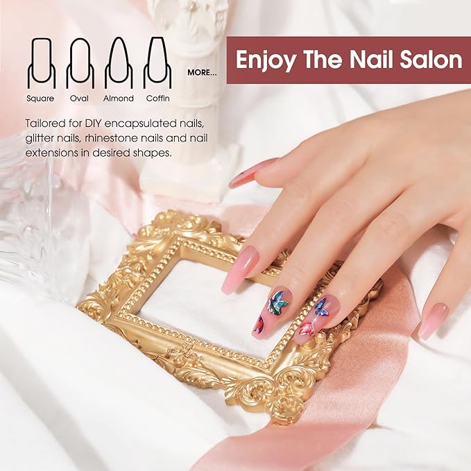 ROSALIND Clear Nude Pink Acrylic Poly Extension Gel, 2 PCS 60ml Clear Poly Nail Gel kit Nail Builder for Clear Nail Art Decoration, Nail Thickening Poly Nail Gel Tube Easy to DIY Use Need UV Lamp